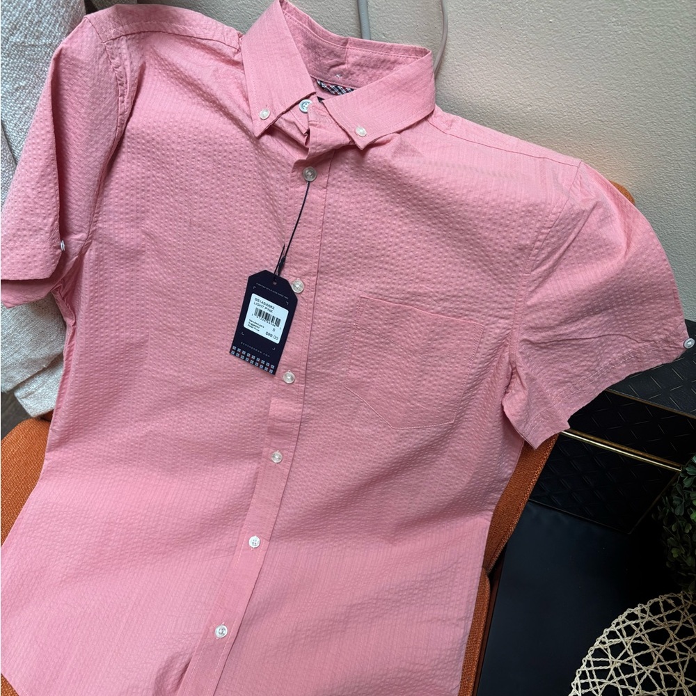 Ben Sherman Pink Textured Short Sleeve Shirt